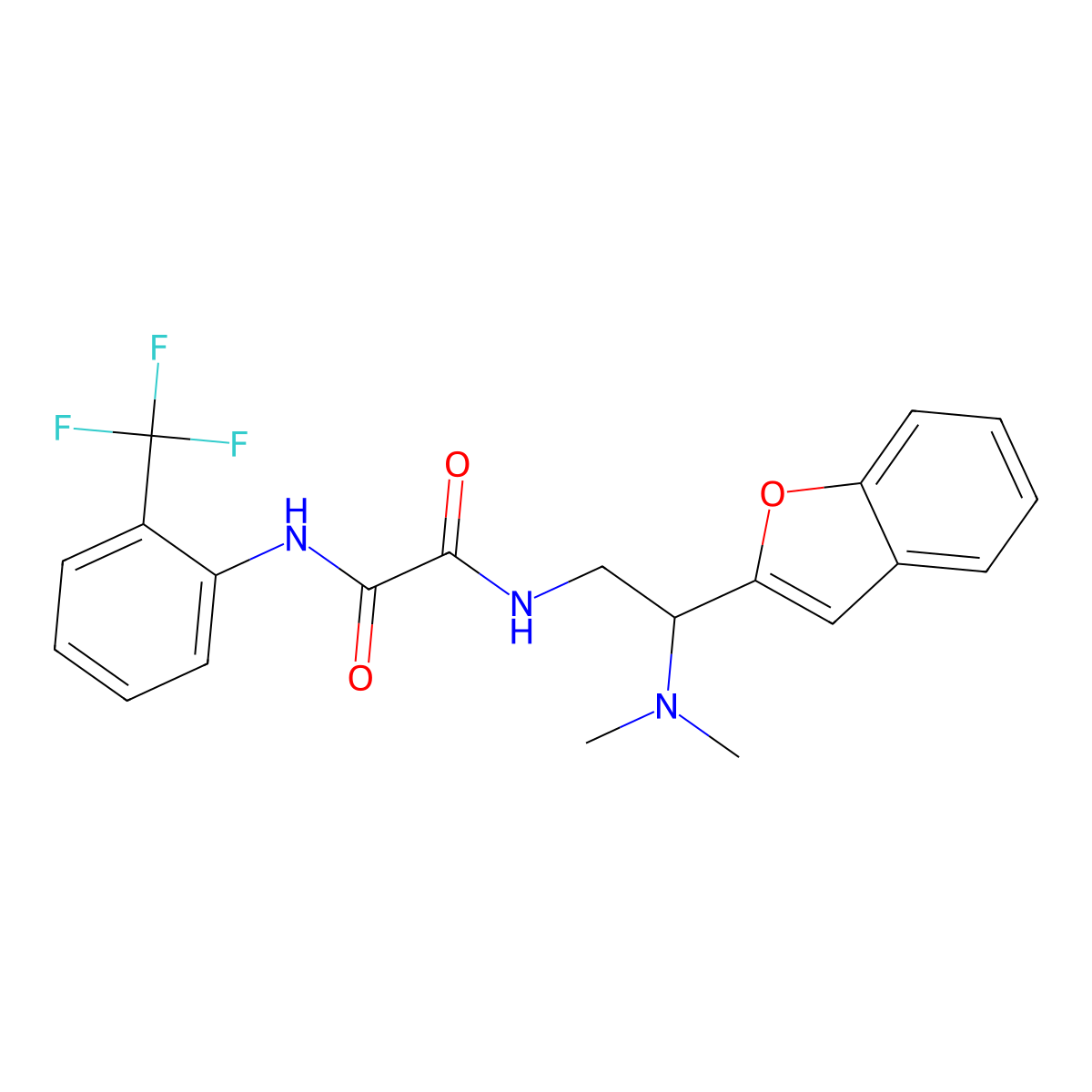 N1-(2-(benzofuran-2-yl)-2-(dimethylamino)ethyl)-N2-(2-(trifluoromethyl)phenyl)oxalamide molecular structure, CAS 2034563-35-2
