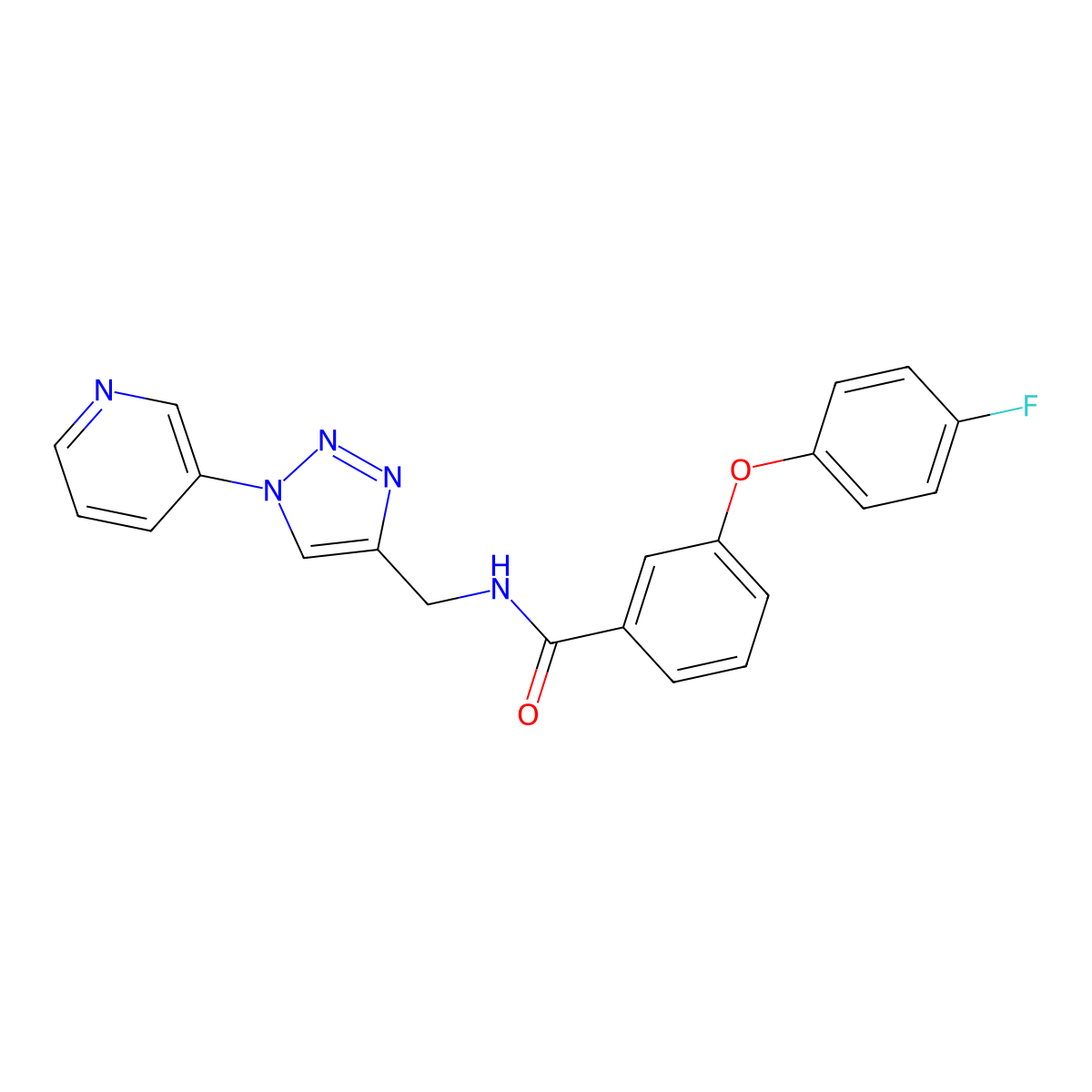 3-(4-fluorophenoxy)-N-{[1-(pyridin-3-yl)-1H-1,2,3-triazol-4-yl]methyl}benzamide molecular structure, CAS 2034563-37-4