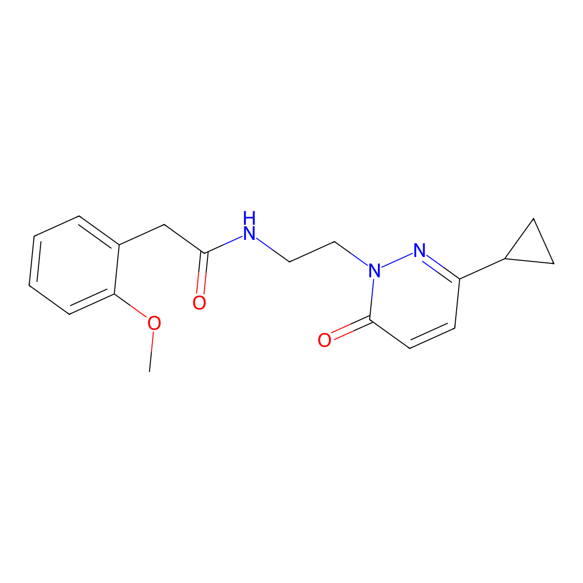 N-(2-(3-cyclopropyl-6-oxopyridazin-1(6H)-yl)ethyl)-2-(2-methoxyphenyl)acetamide molecular structure, CAS 2034563-39-6