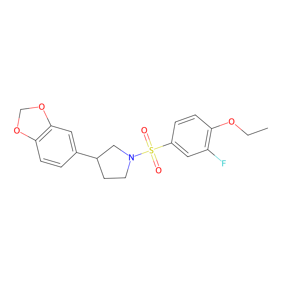 3-(Benzo[d][1,3]dioxol-5-yl)-1-((4-ethoxy-3-fluorophenyl)sulfonyl)pyrrolidine molecular structure, CAS 2034563-41-0