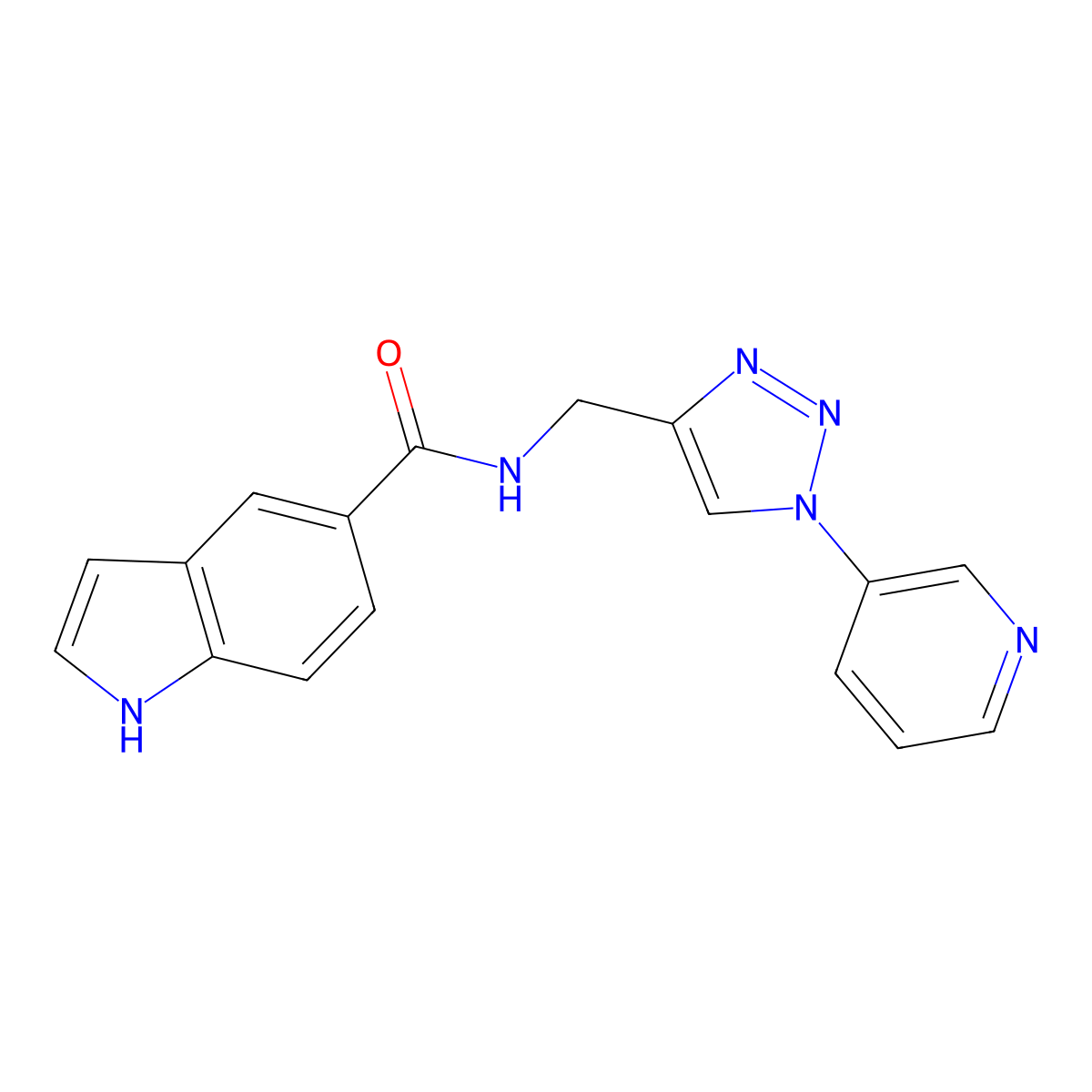 N-{[1-(pyridin-3-yl)-1H-1,2,3-triazol-4-yl]methyl}-1H-indole-5-carboxamide molecular structure, CAS 2034563-43-2