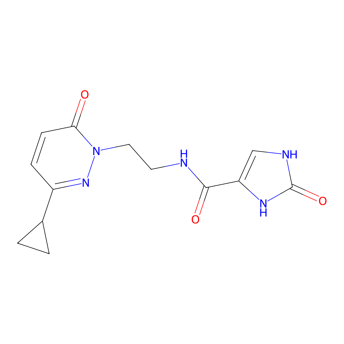 N-(2-(3-cyclopropyl-6-oxopyridazin-1(6H)-yl)ethyl)-2-oxo-2,3-dihydro-1H-imidazole-4-carboxamide molecular structure, CAS 2034563-49-8