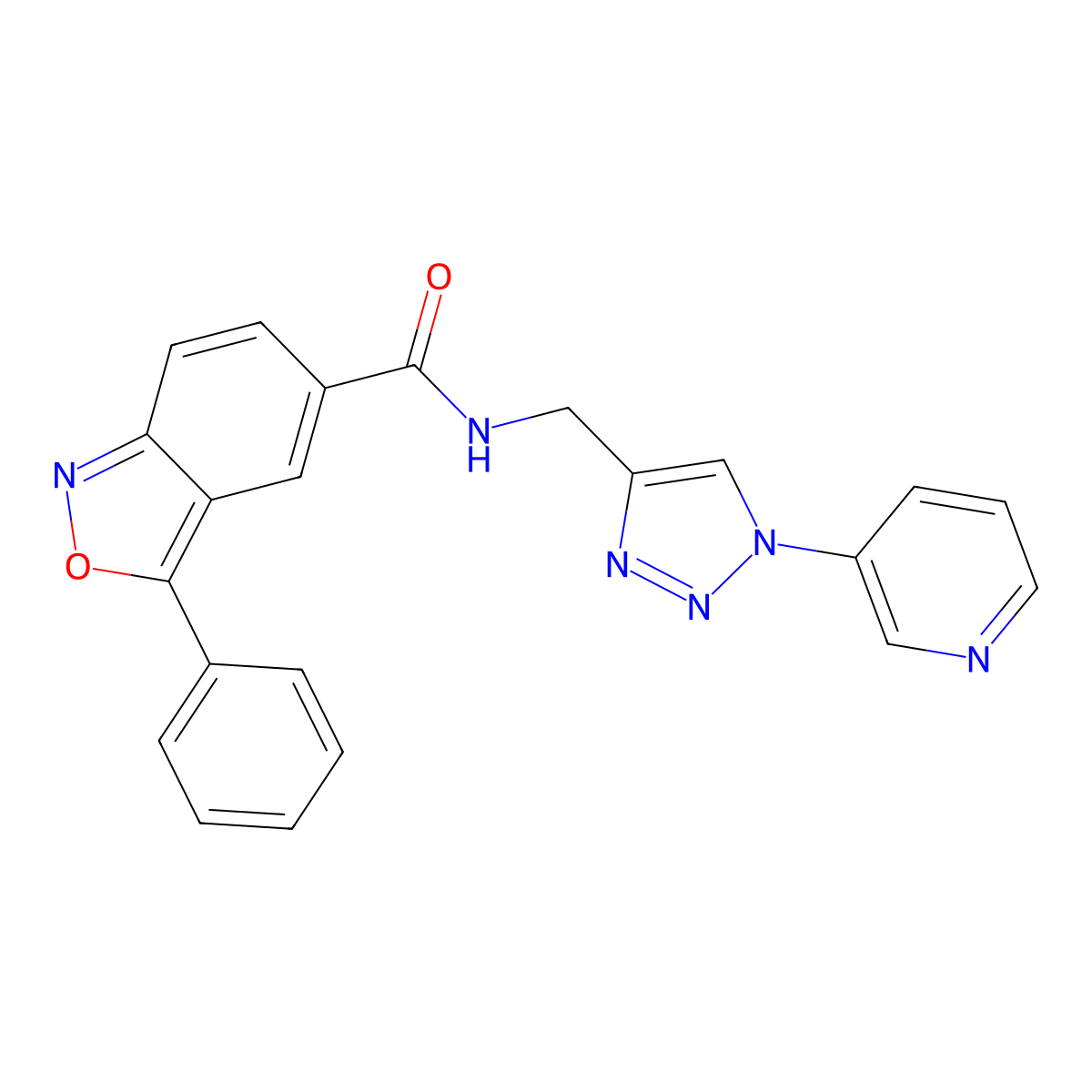 3-phenyl-N-((1-(pyridin-3-yl)-1H-1,2,3-triazol-4-yl)methyl)benzo[c]isoxazole-5-carboxamide molecular structure, CAS 2034563-52-3