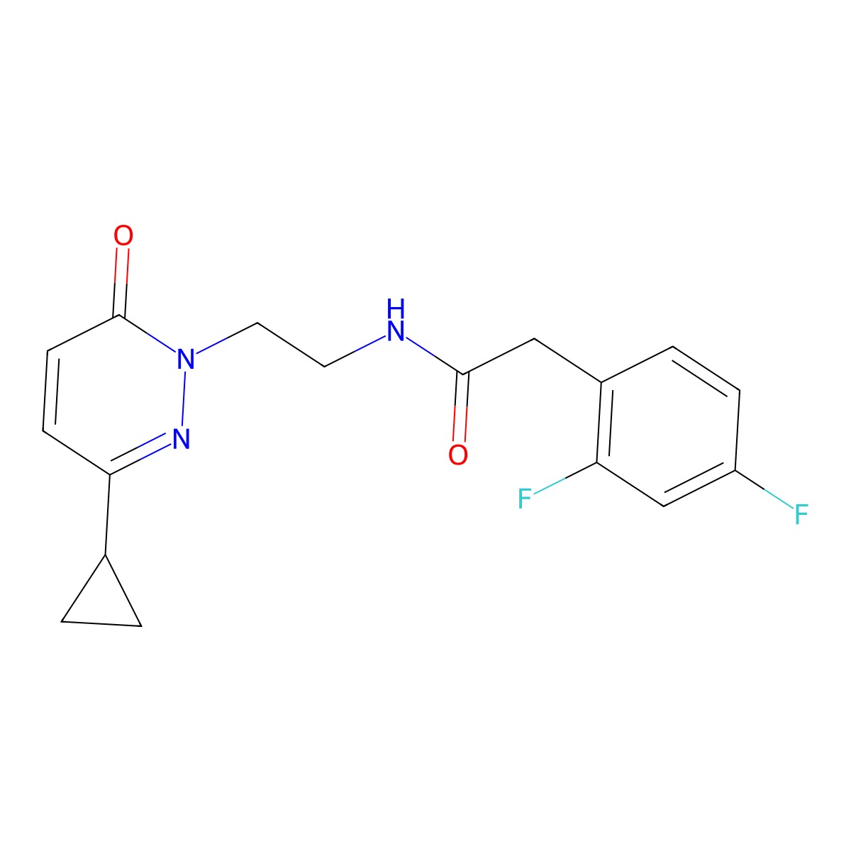 N-(2-(3-cyclopropyl-6-oxopyridazin-1(6H)-yl)ethyl)-2-(2,4-difluorophenyl)acetamide molecular structure, CAS 2034563-59-0