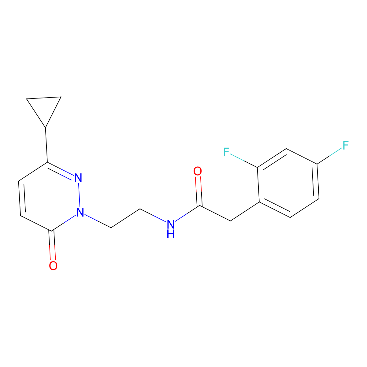 N-(2-(3-cyclopropyl-6-oxopyridazin-1(6H)-yl)ethyl)-2-(2,4-difluorophenyl)acetamide molecular structure, CAS 2034563-59-0