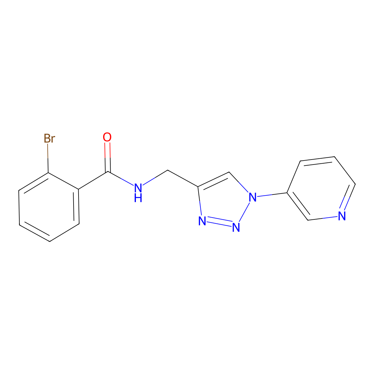 2-bromo-N-{[1-(pyridin-3-yl)-1H-1,2,3-triazol-4-yl]methyl}benzamide molecular structure, CAS 2034563-60-3