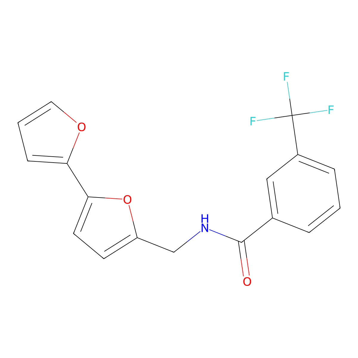 N-({[2,2'-bifuran]-5-yl}methyl)-3-(trifluoromethyl)benzamide molecular structure, CAS 2034563-72-7