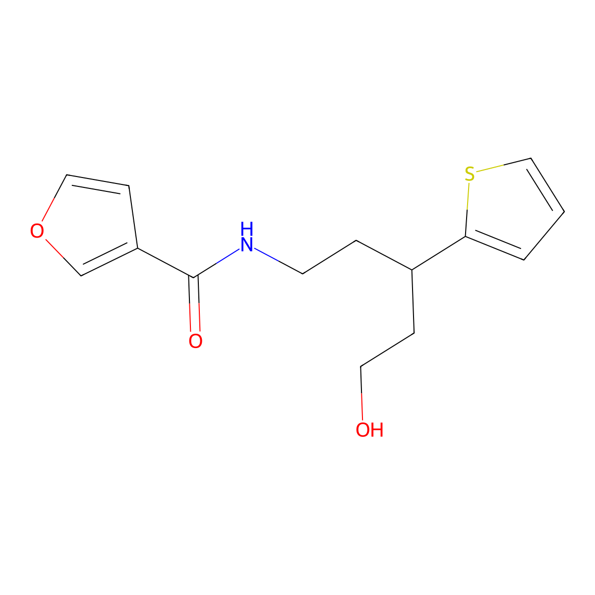 N-[5-hydroxy-3-(thiophen-2-yl)pentyl]furan-3-carboxamide molecular structure, CAS 2034563-73-8