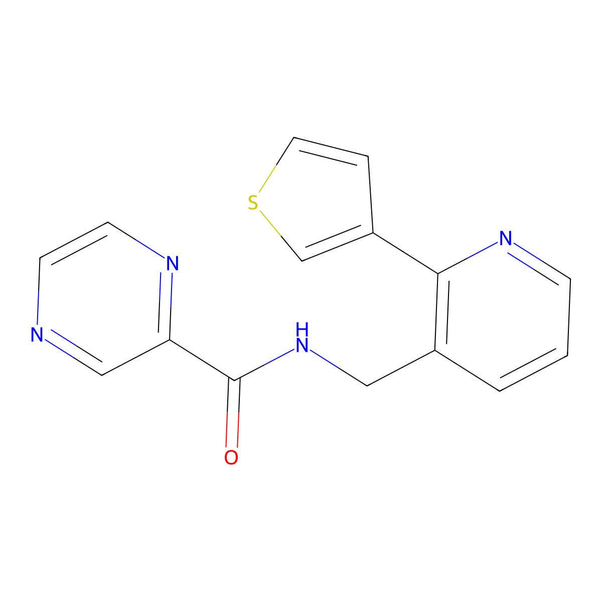 N-{[2-(thiophen-3-yl)pyridin-3-yl]methyl}pyrazine-2-carboxamide molecular structure, CAS 2034563-78-3