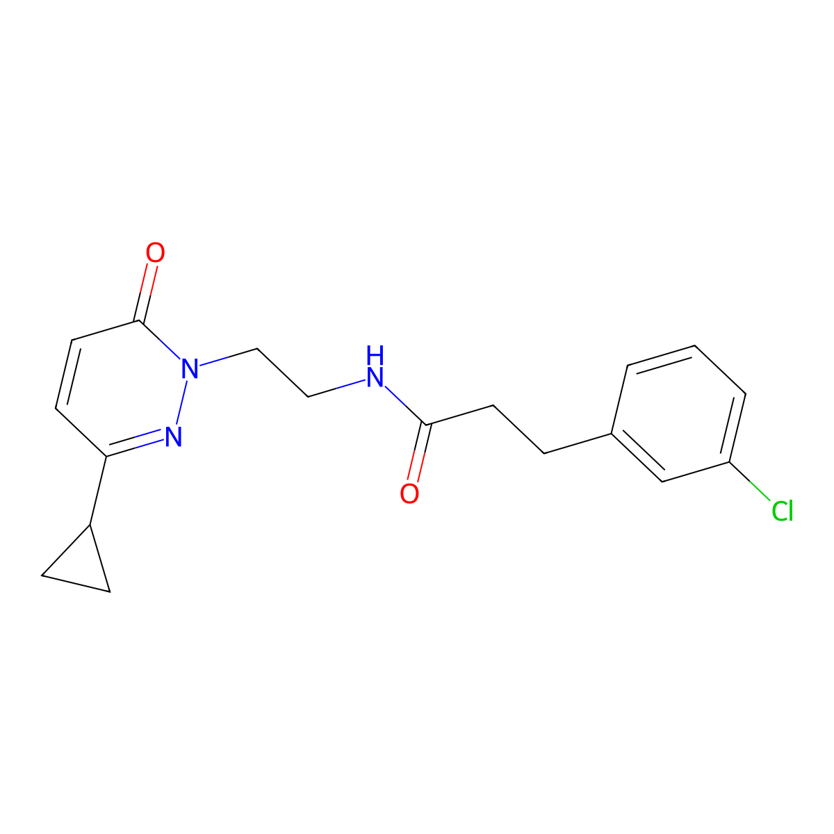 3-(3-chlorophenyl)-N-(2-(3-cyclopropyl-6-oxopyridazin-1(6H)-yl)ethyl)propanamide molecular structure, CAS 2034563-80-7