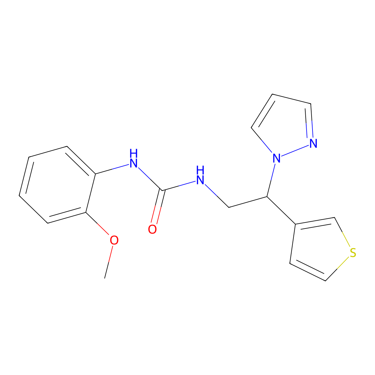 1-(2-(1H-pyrazol-1-yl)-2-(thiophen-3-yl)ethyl)-3-(2-methoxyphenyl)urea molecular structure, CAS 2034563-82-9