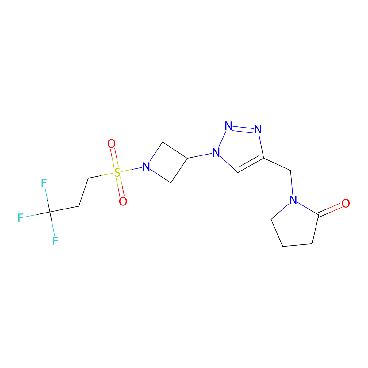 1-((1-(1-((3,3,3-trifluoropropyl)sulfonyl)azetidin-3-yl)-1H-1,2,3-triazol-4-yl)methyl)pyrrolidin-2-one molecular structure, CAS 2034563-85-2