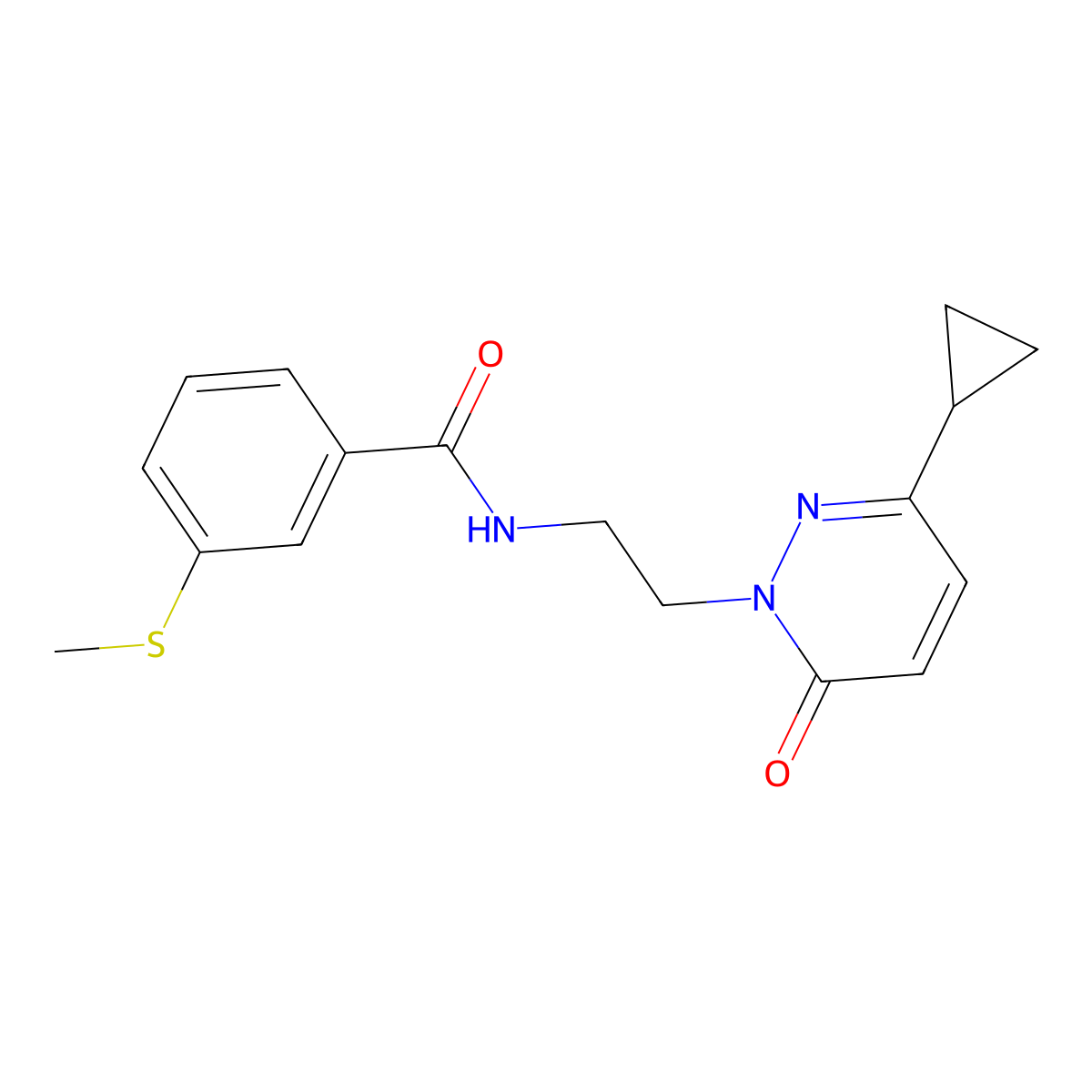 N-(2-(3-cyclopropyl-6-oxopyridazin-1(6H)-yl)ethyl)-3-(methylthio)benzamide molecular structure, CAS 2034563-90-9
