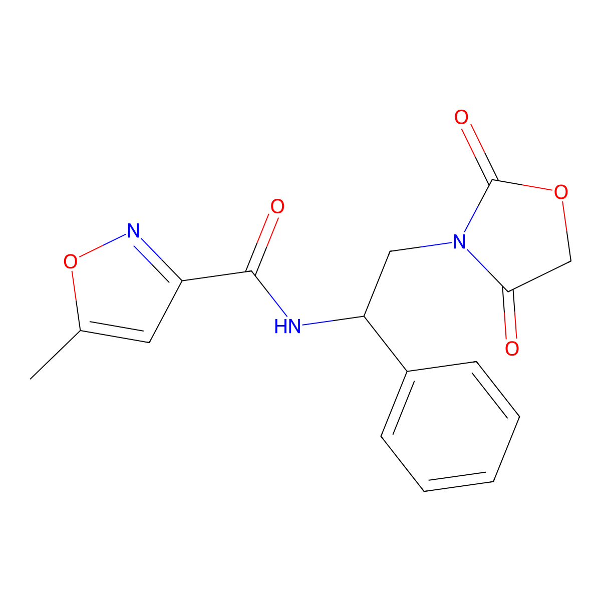 N-(2-(2,4-dioxooxazolidin-3-yl)-1-phenylethyl)-5-methylisoxazole-3-carboxamide molecular structure, CAS 2034563-91-0