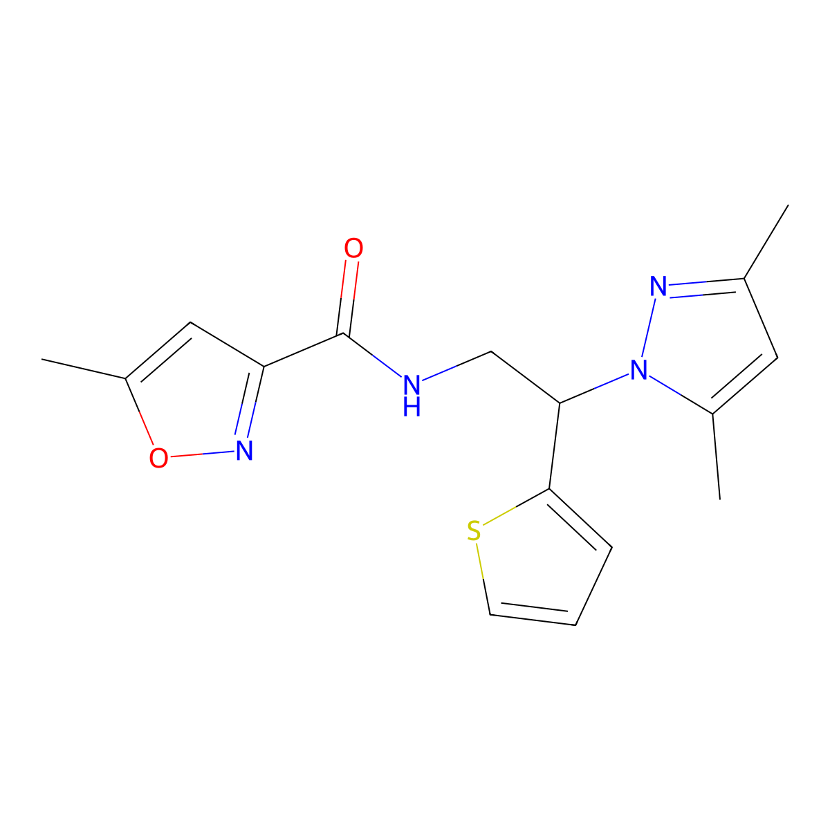N-(2-(3,5-dimethyl-1H-pyrazol-1-yl)-2-(thiophen-2-yl)ethyl)-5-methylisoxazole-3-carboxamide molecular structure, CAS 2034563-92-1