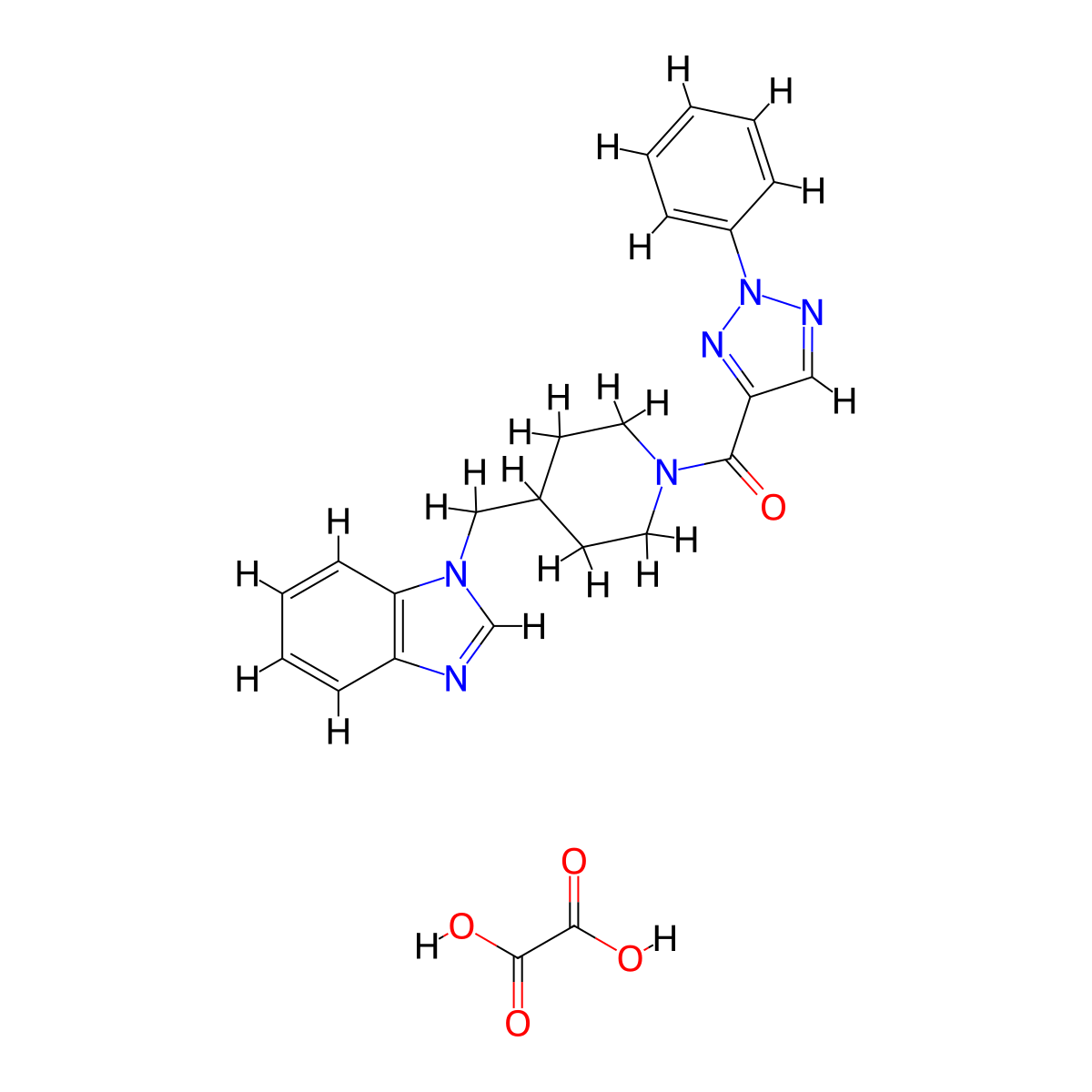 (4-((1H-benzo[d]imidazol-1-yl)methyl)piperidin-1-yl)(2-phenyl-2H-1,2,3-triazol-4-yl)methanone oxalate molecular structure, CAS 2034563-94-3