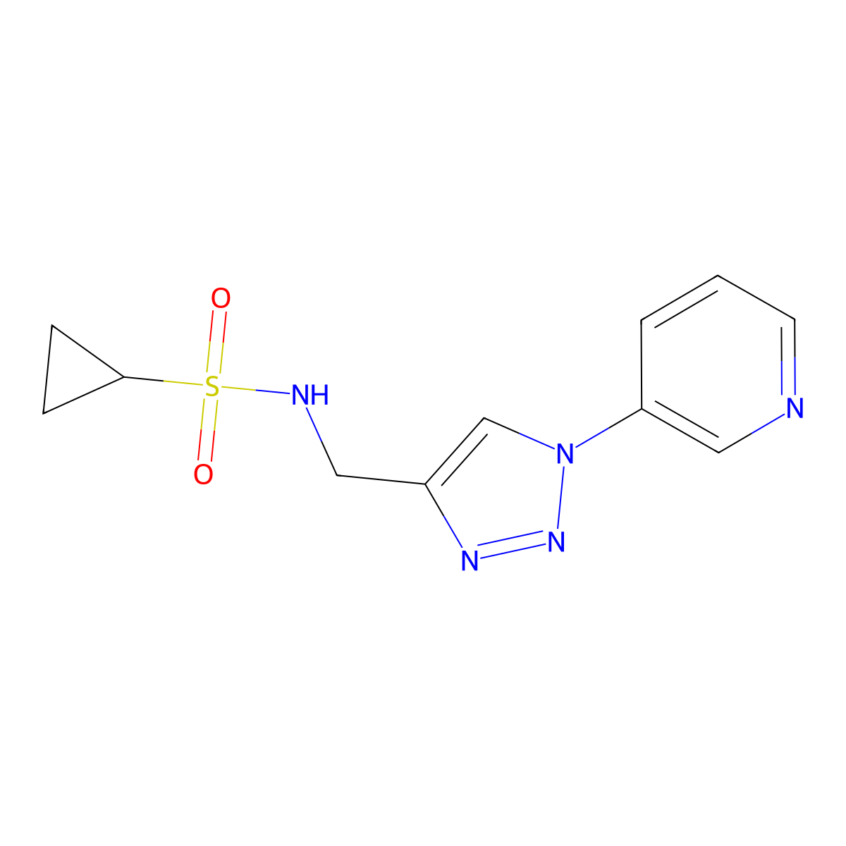 N-{[1-(pyridin-3-yl)-1H-1,2,3-triazol-4-yl]methyl}cyclopropanesulfonamide molecular structure, CAS 2034563-99-8