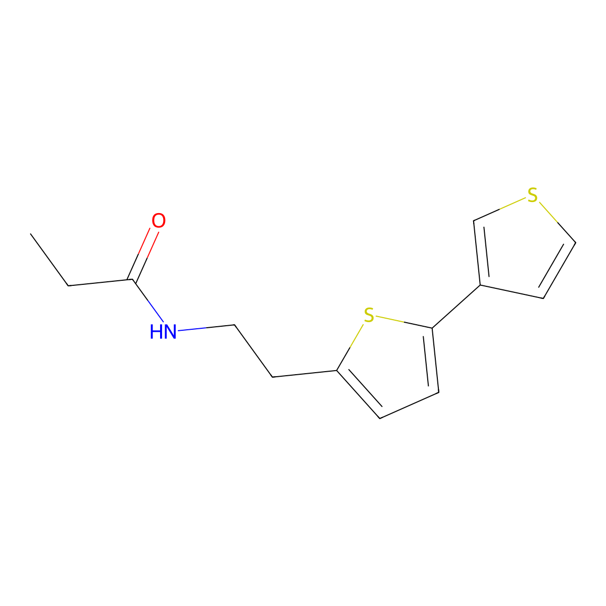 N-(2-([2,3'-bithiophen]-5-yl)ethyl)propionamide molecular structure, CAS 2034564-03-7