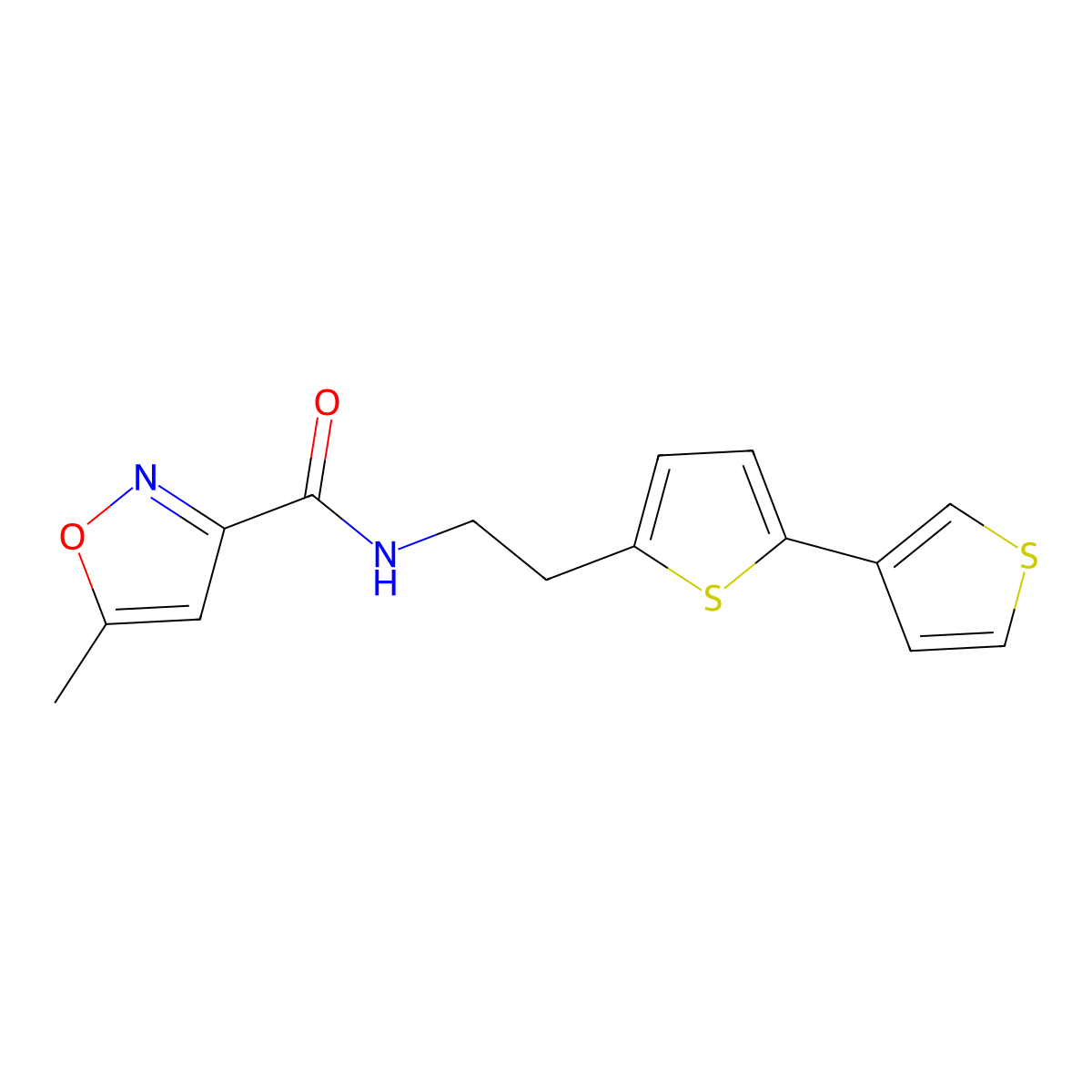N-(2-([2,3'-bithiophen]-5-yl)ethyl)-5-methylisoxazole-3-carboxamide molecular structure, CAS 2034564-07-1