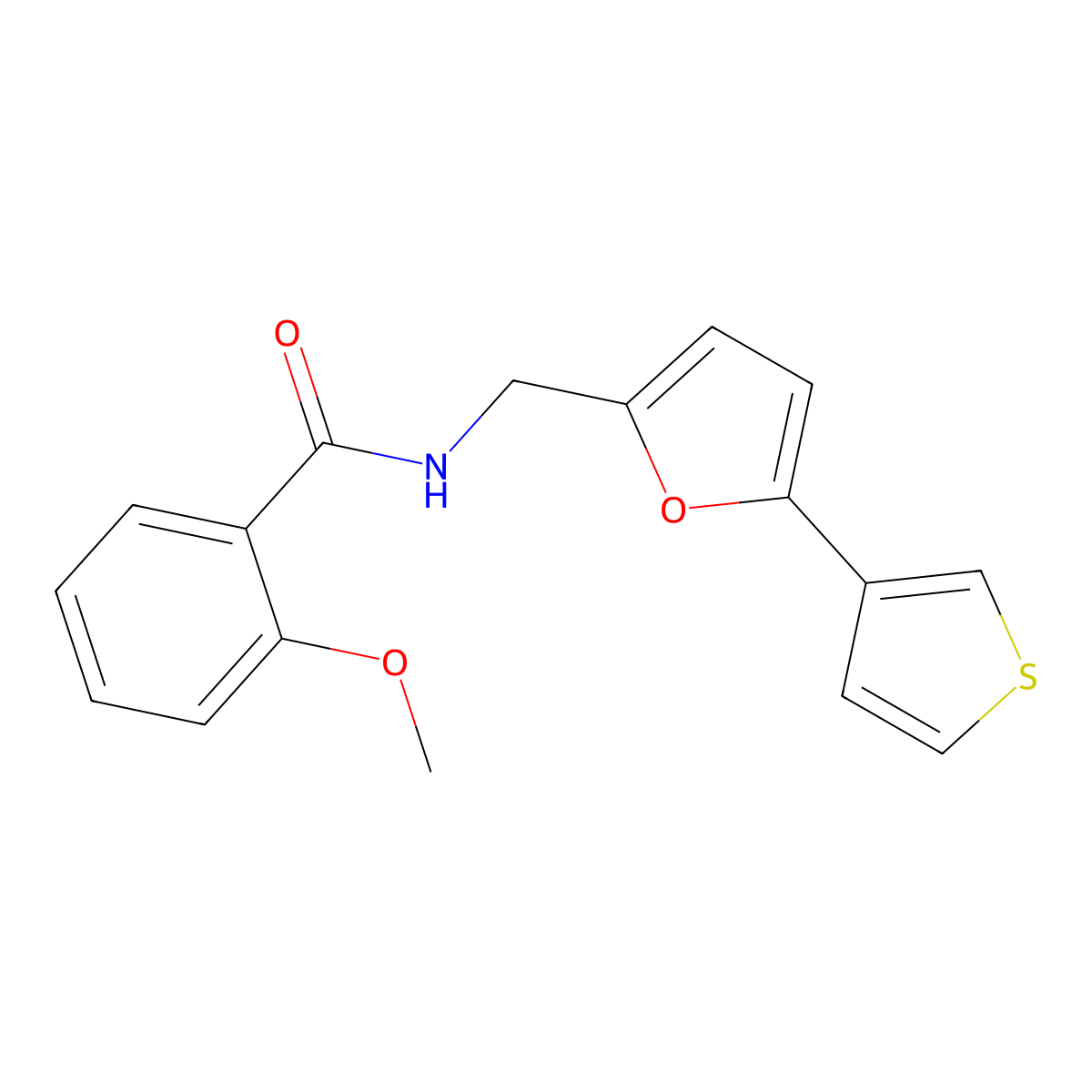 2-methoxy-N-((5-(thiophen-3-yl)furan-2-yl)methyl)benzamide molecular structure, CAS 2034564-08-2