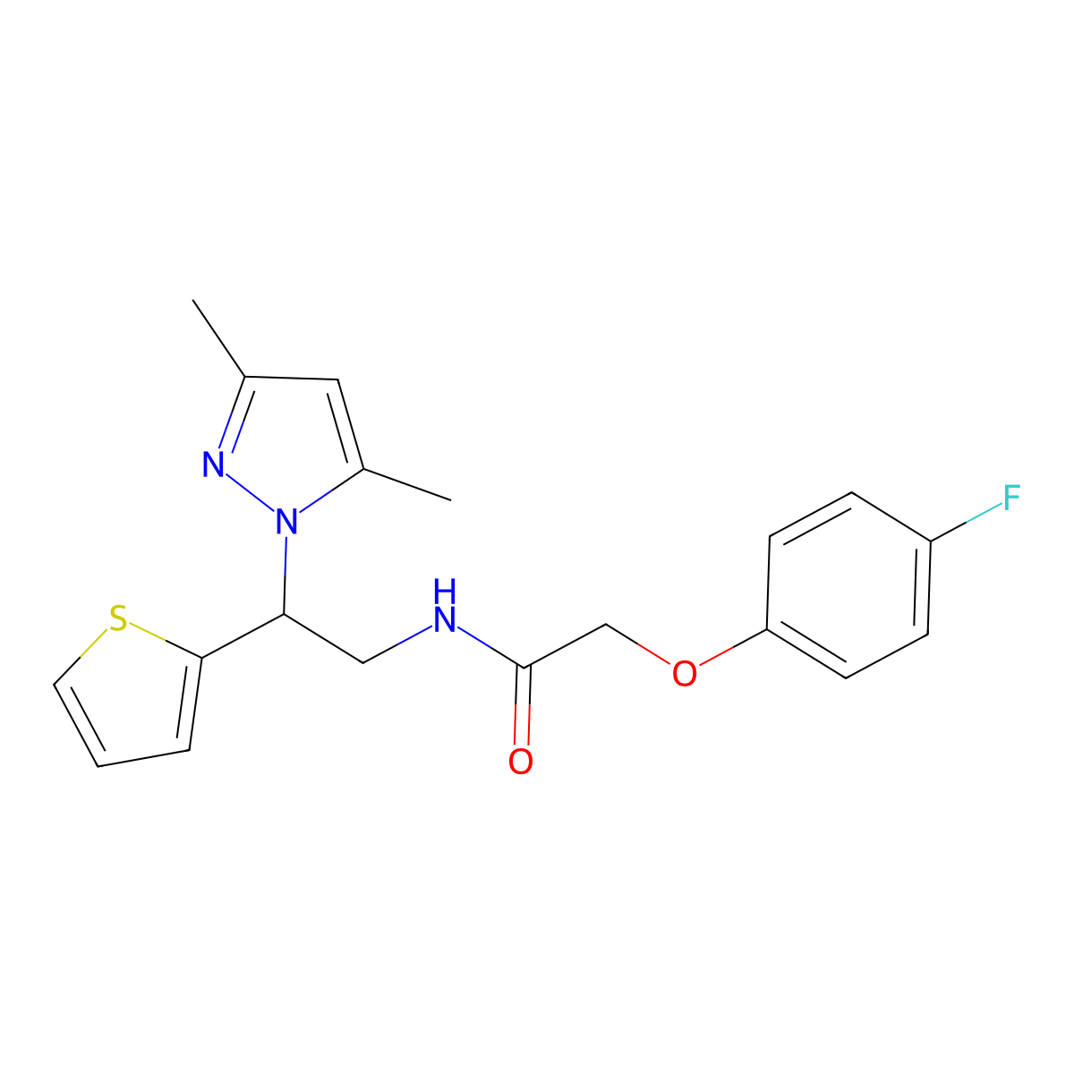 N-[2-(3,5-dimethyl-1H-pyrazol-1-yl)-2-(thiophen-2-yl)ethyl]-2-(4-fluorophenoxy)acetamide molecular structure, CAS 2034564-12-8