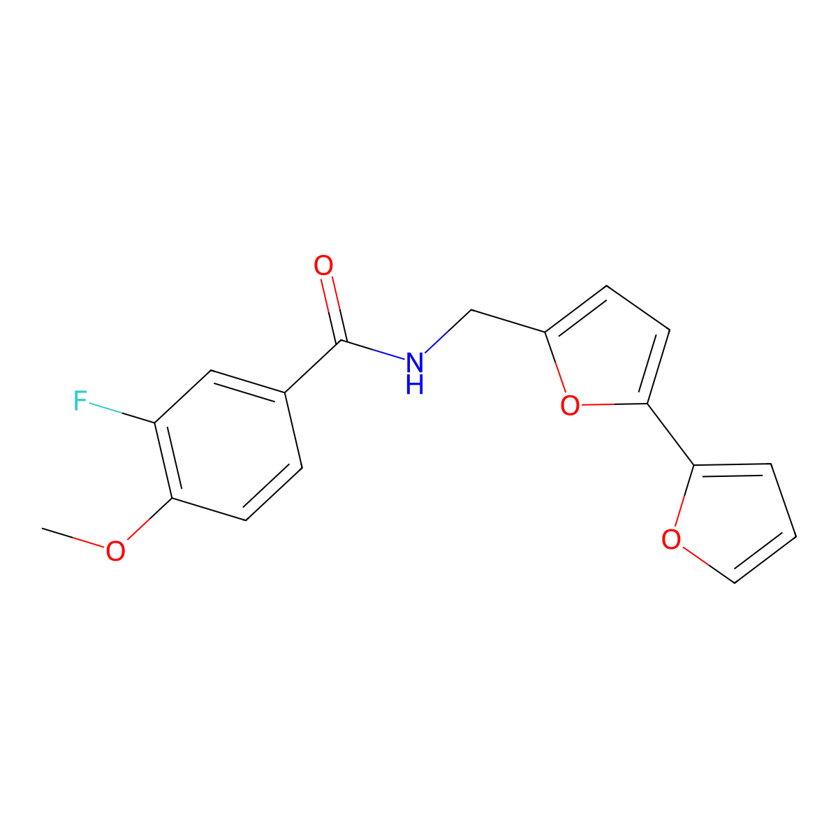 N-({[2,2'-bifuran]-5-yl}methyl)-3-fluoro-4-methoxybenzamide molecular structure, CAS 2034564-21-9