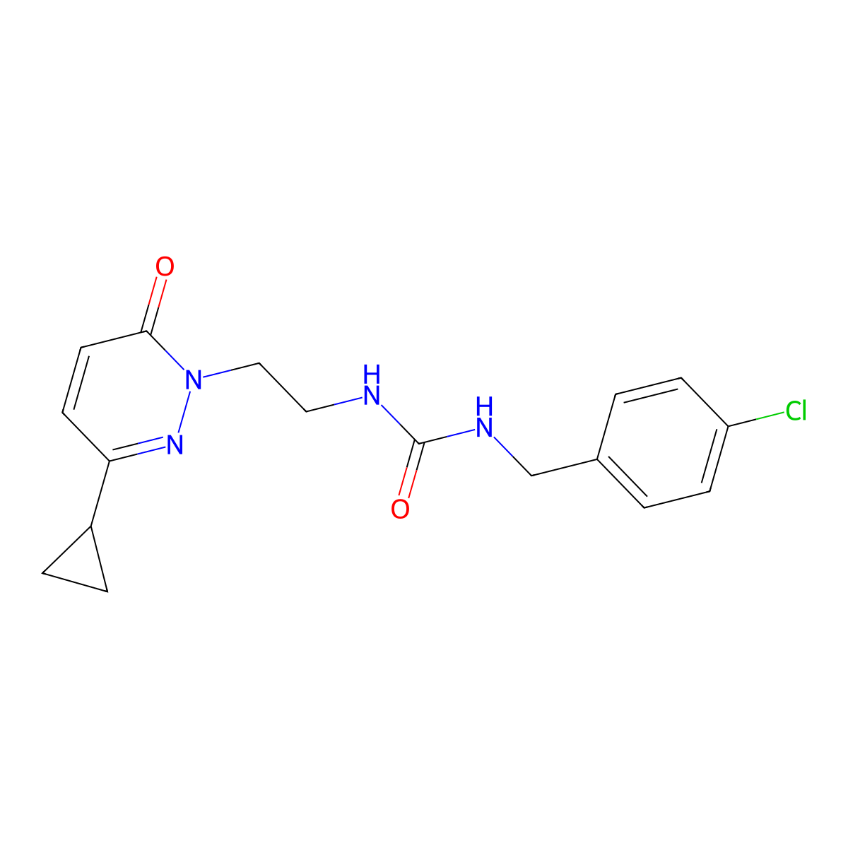 1-(4-chlorobenzyl)-3-(2-(3-cyclopropyl-6-oxopyridazin-1(6H)-yl)ethyl)urea molecular structure, CAS 2034564-22-0