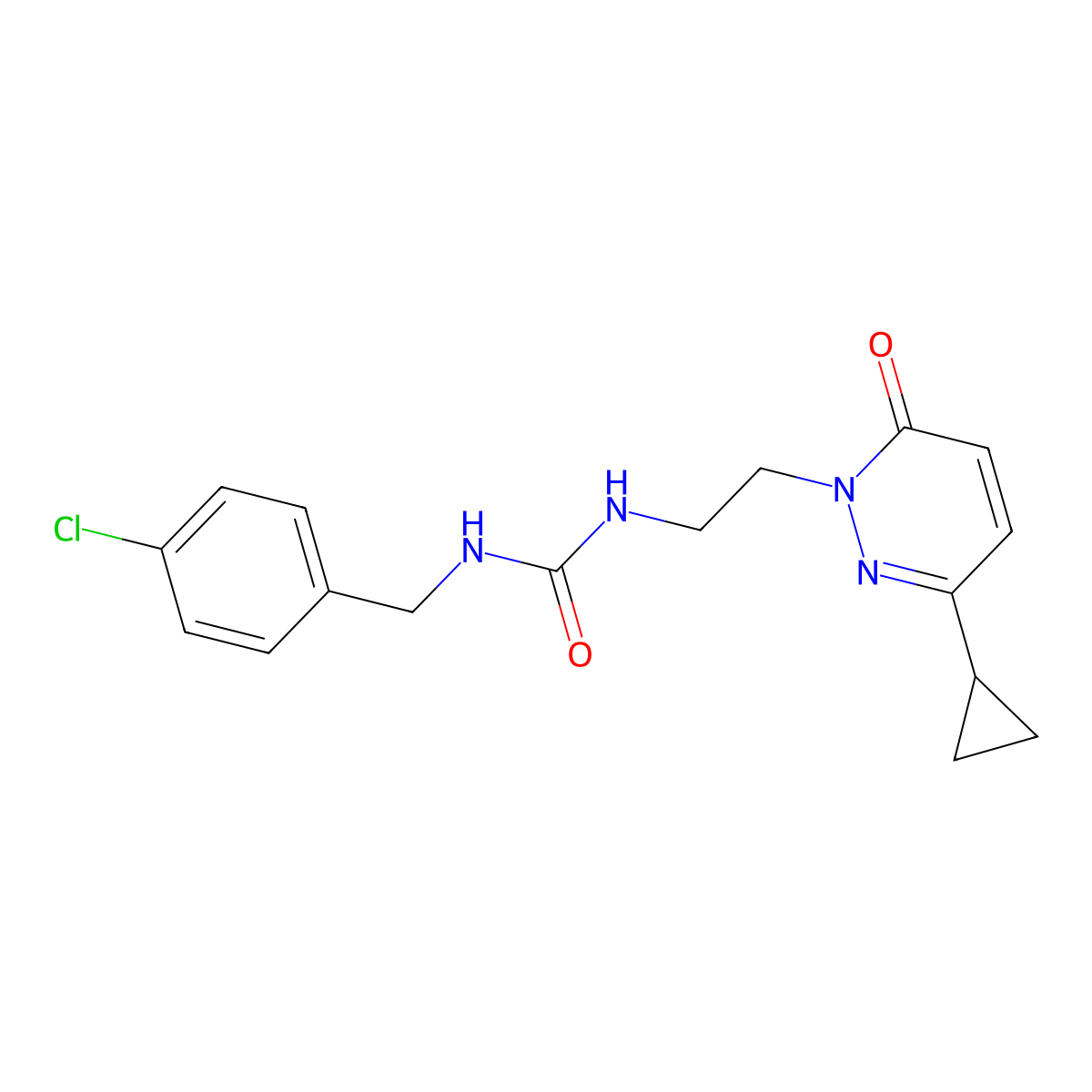 1-(4-chlorobenzyl)-3-(2-(3-cyclopropyl-6-oxopyridazin-1(6H)-yl)ethyl)urea molecular structure, CAS 2034564-22-0