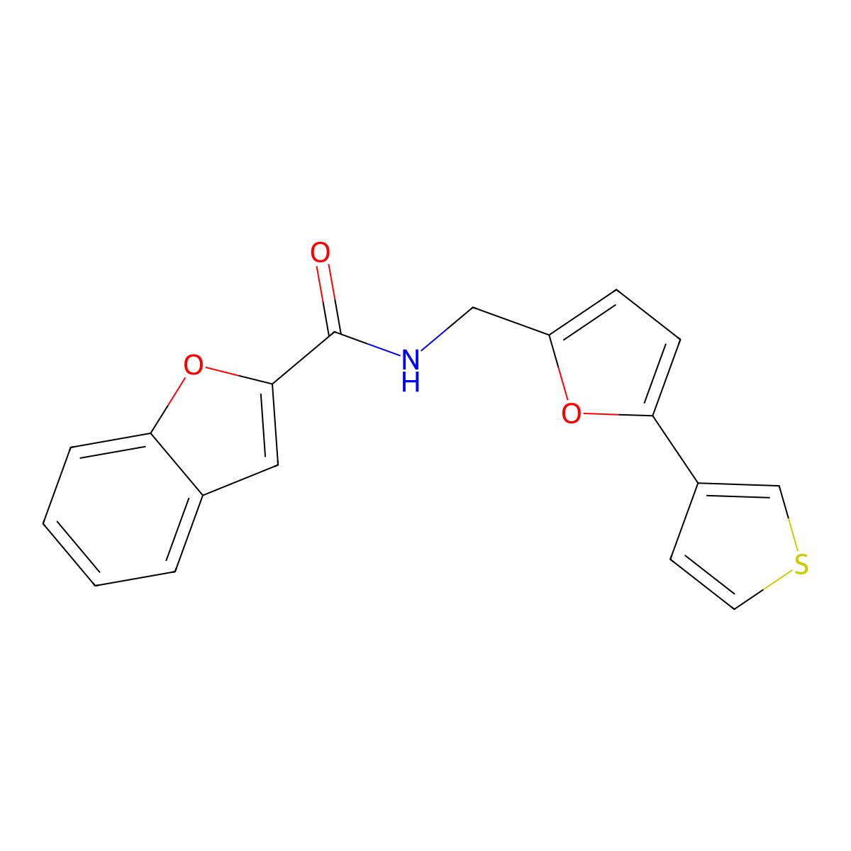 N-((5-(thiophen-3-yl)furan-2-yl)methyl)benzofuran-2-carboxamide molecular structure, CAS 2034564-23-1
