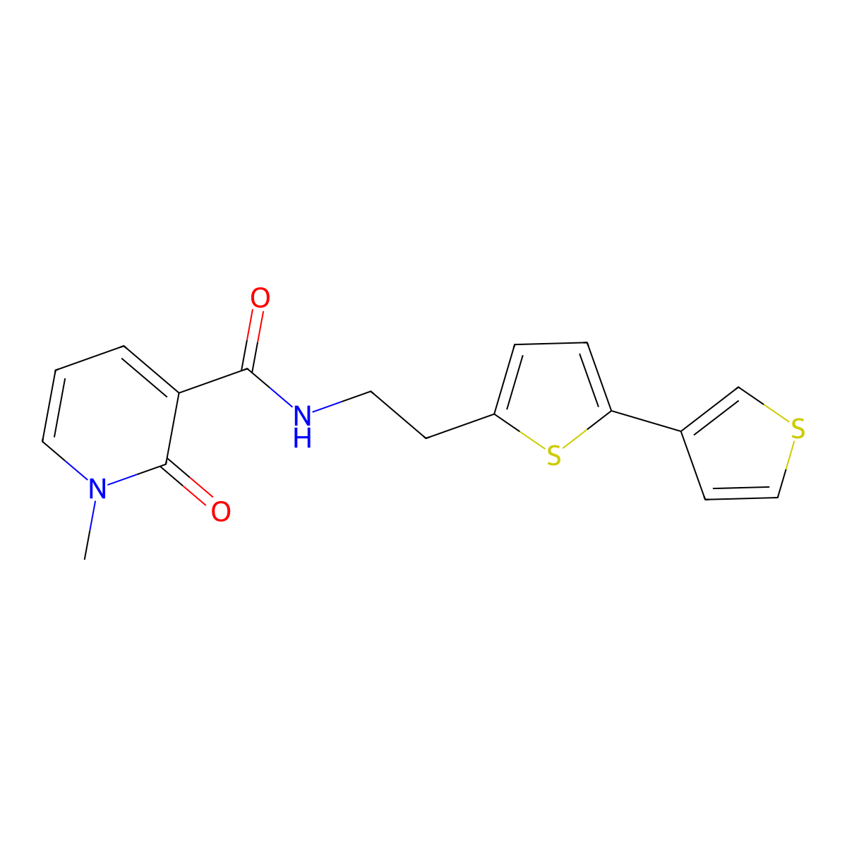 N-(2-{[2,3'-bithiophene]-5-yl}ethyl)-1-methyl-2-oxo-1,2-dihydropyridine-3-carboxamide molecular structure, CAS 2034564-24-2