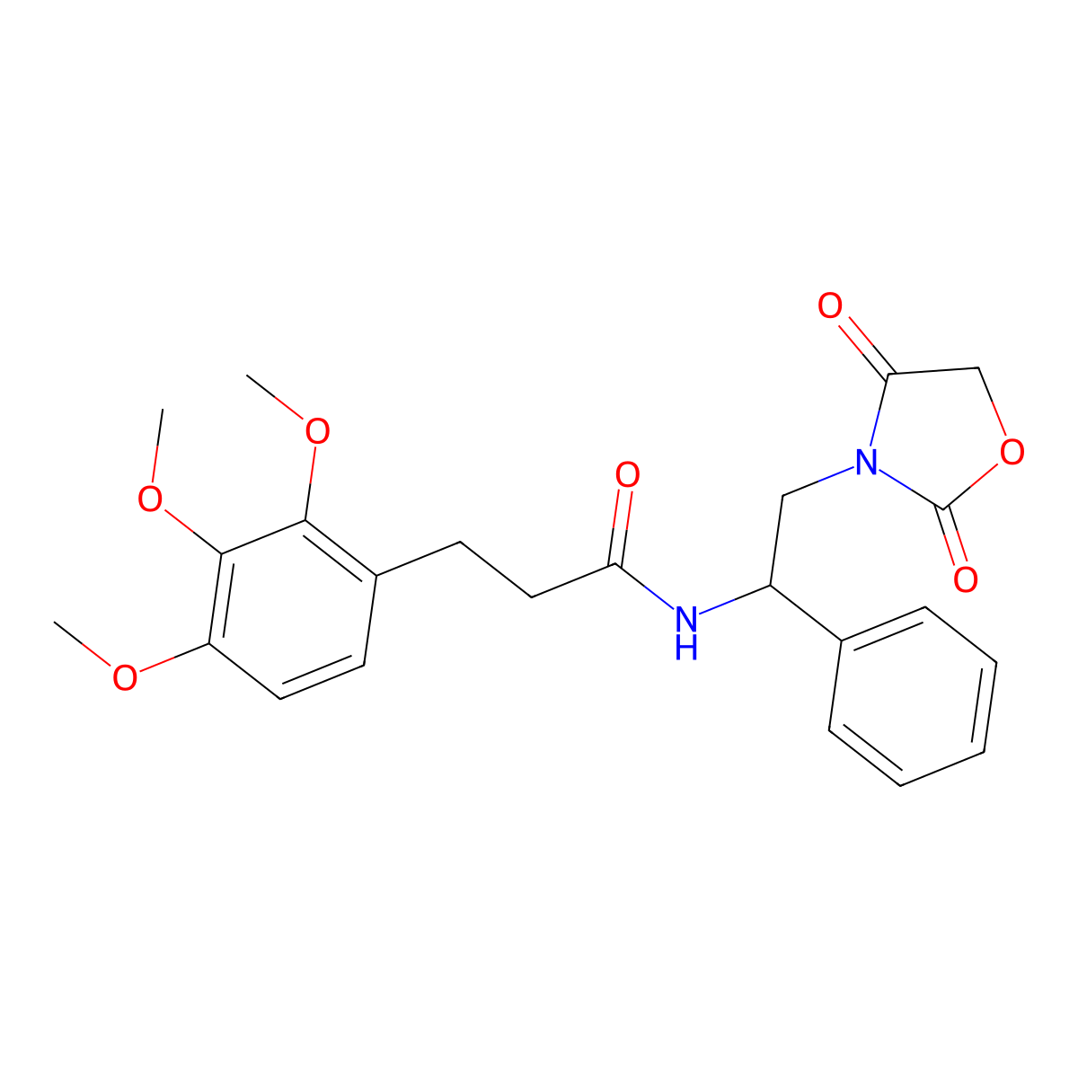 N-(2-(2,4-dioxooxazolidin-3-yl)-1-phenylethyl)-3-(2,3,4-trimethoxyphenyl)propanamide molecular structure, CAS 2034564-31-1