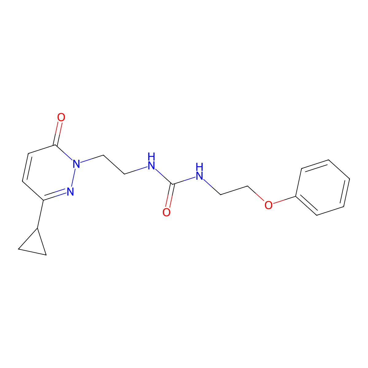 1-(2-(3-cyclopropyl-6-oxopyridazin-1(6H)-yl)ethyl)-3-(2-phenoxyethyl)urea molecular structure, CAS 2034564-34-4