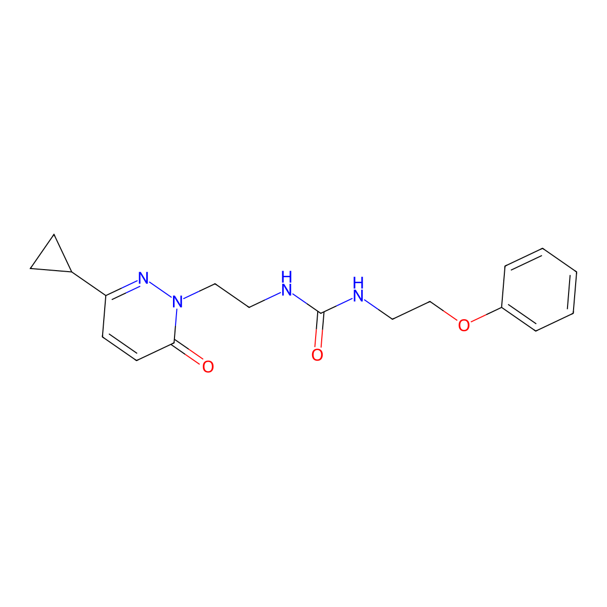 1-(2-(3-cyclopropyl-6-oxopyridazin-1(6H)-yl)ethyl)-3-(2-phenoxyethyl)urea molecular structure, CAS 2034564-34-4