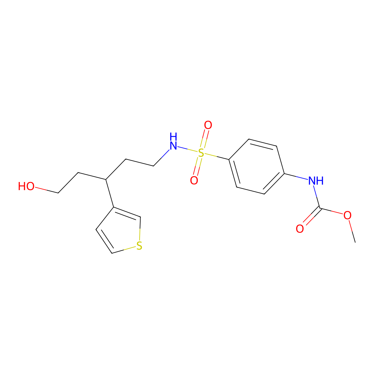 methyl (4-(N-(5-hydroxy-3-(thiophen-3-yl)pentyl)sulfamoyl)phenyl)carbamate molecular structure, CAS 2034564-35-5