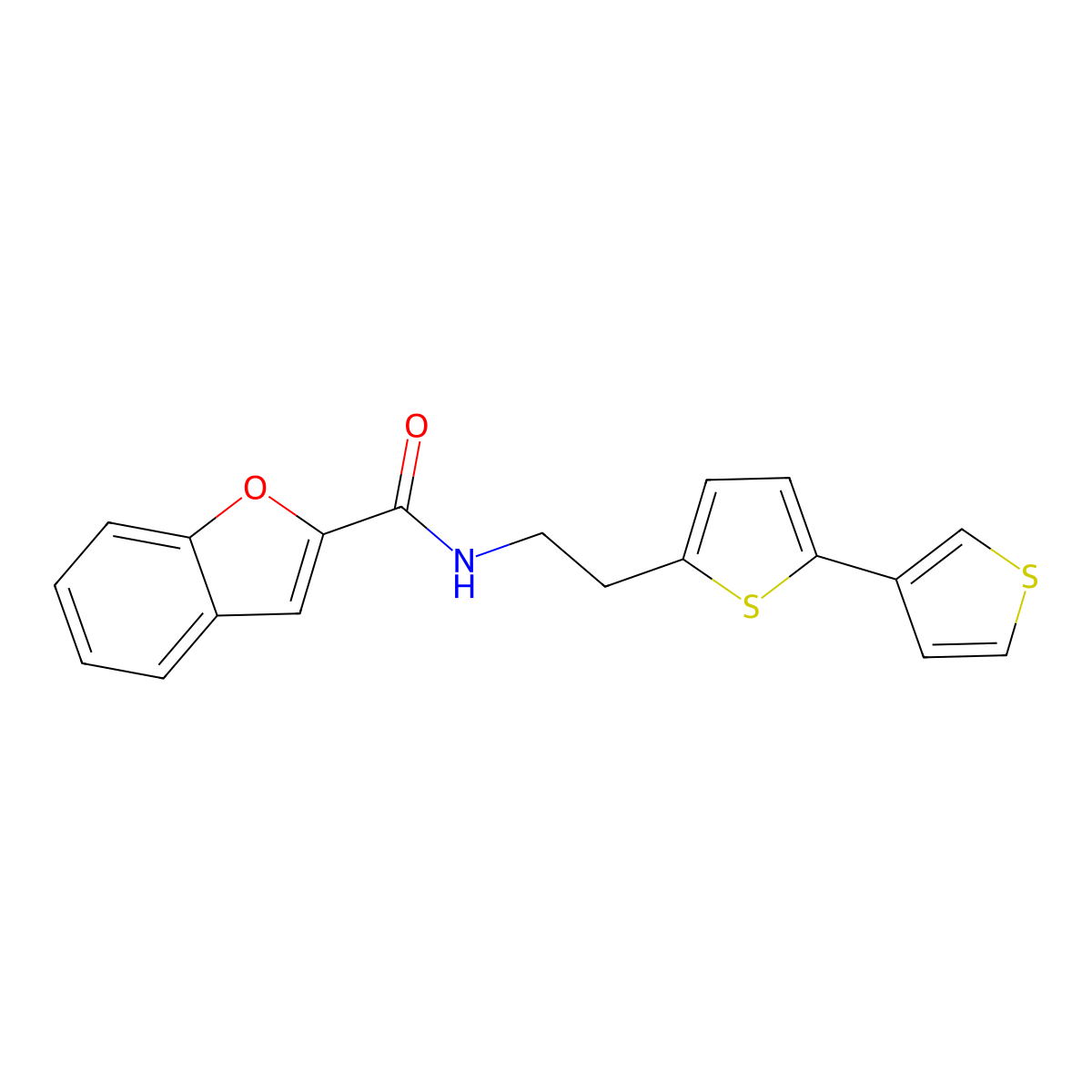 N-(2-([2,3'-bithiophen]-5-yl)ethyl)benzofuran-2-carboxamide molecular structure, CAS 2034564-37-7