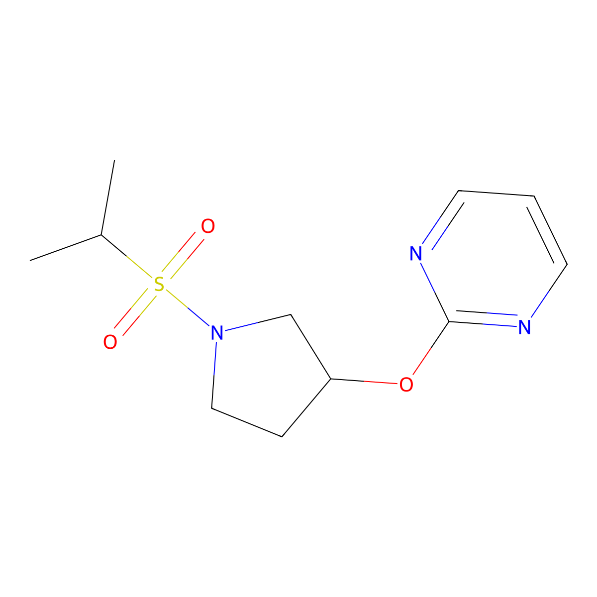 2-((1-(Isopropylsulfonyl)pyrrolidin-3-yl)oxy)pyrimidine molecular structure, CAS 2034564-40-2