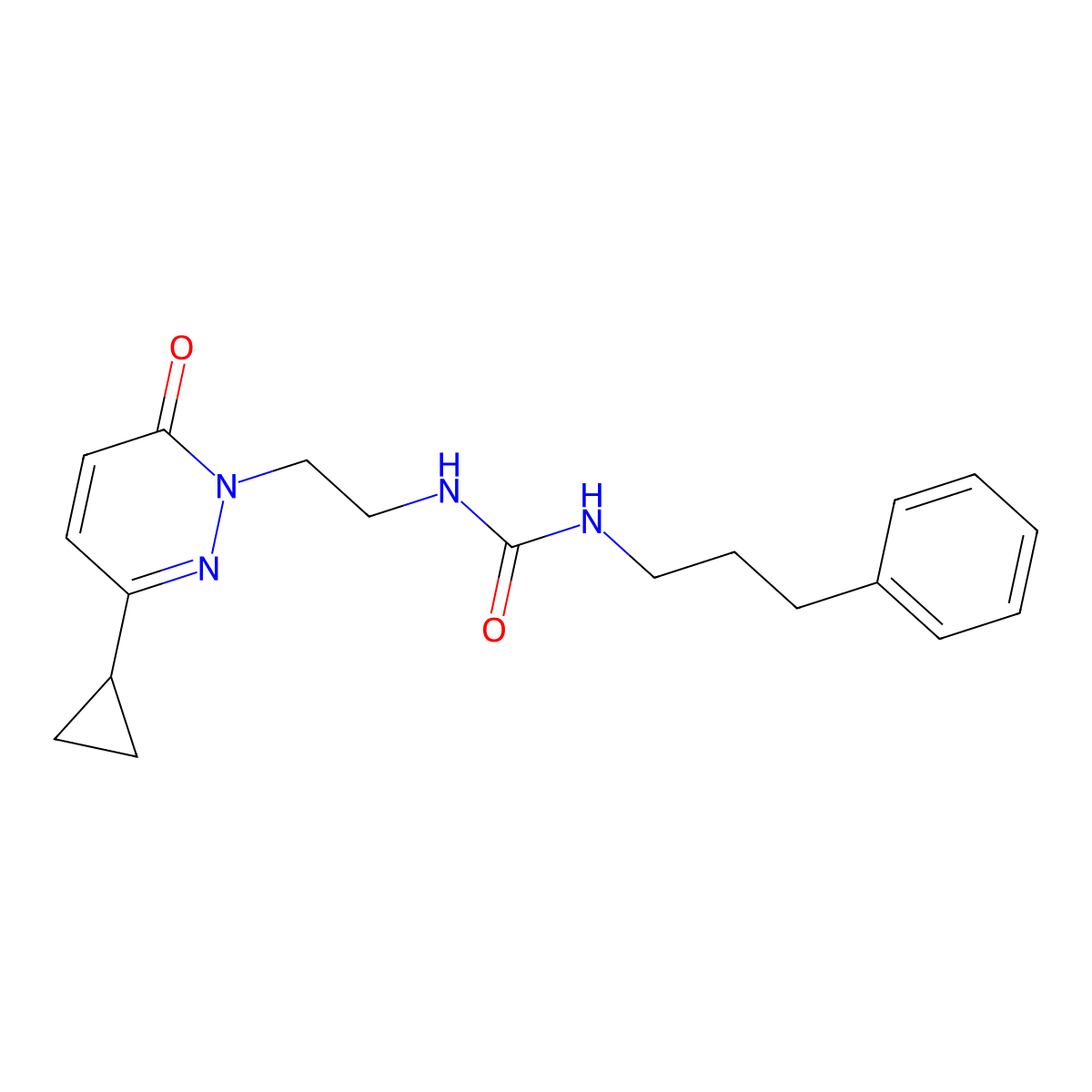 1-(2-(3-cyclopropyl-6-oxopyridazin-1(6H)-yl)ethyl)-3-(3-phenylpropyl)urea molecular structure, CAS 2034564-42-4