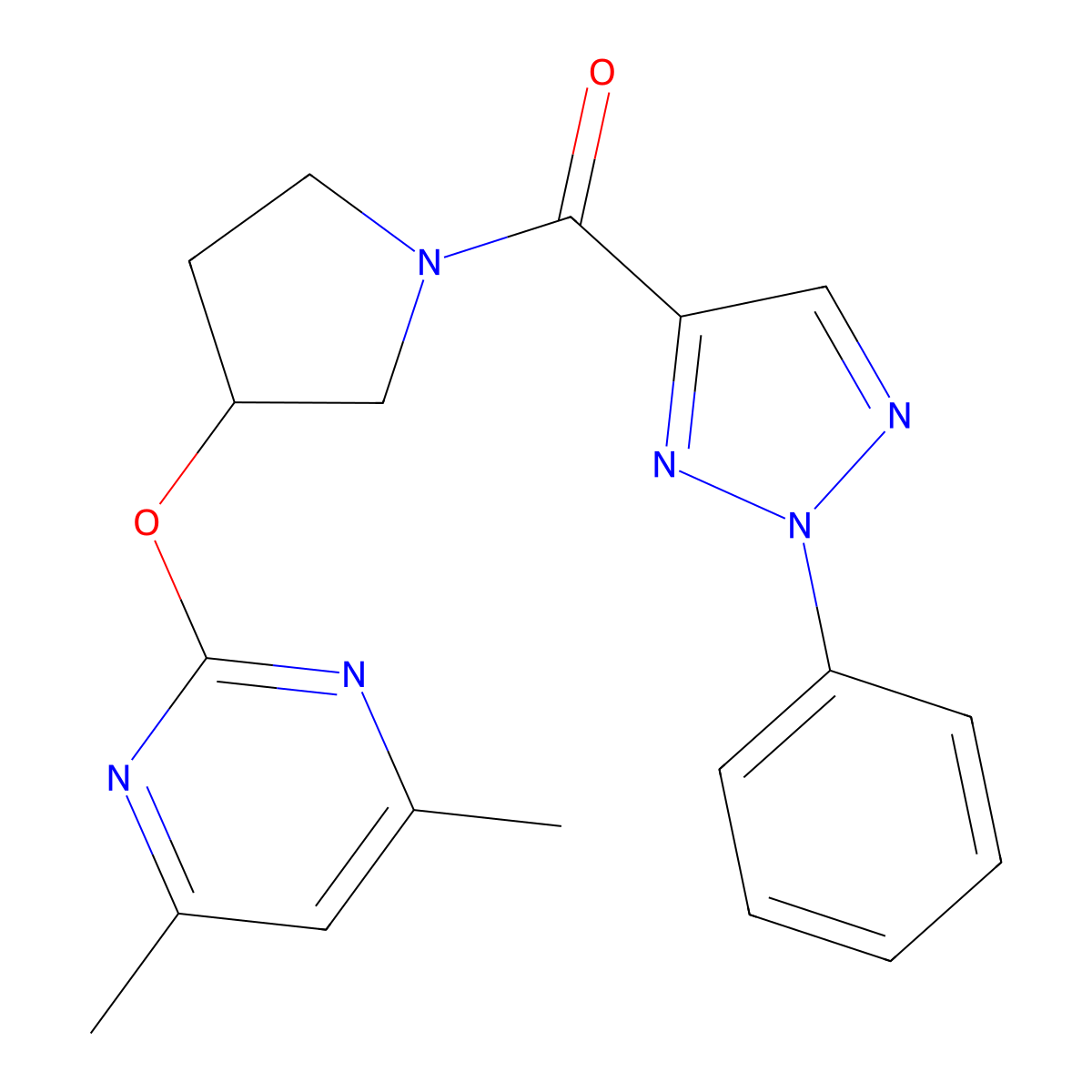 (3-((4,6-dimethylpyrimidin-2-yl)oxy)pyrrolidin-1-yl)(2-phenyl-2H-1,2,3-triazol-4-yl)methanone molecular structure, CAS 2034564-50-4