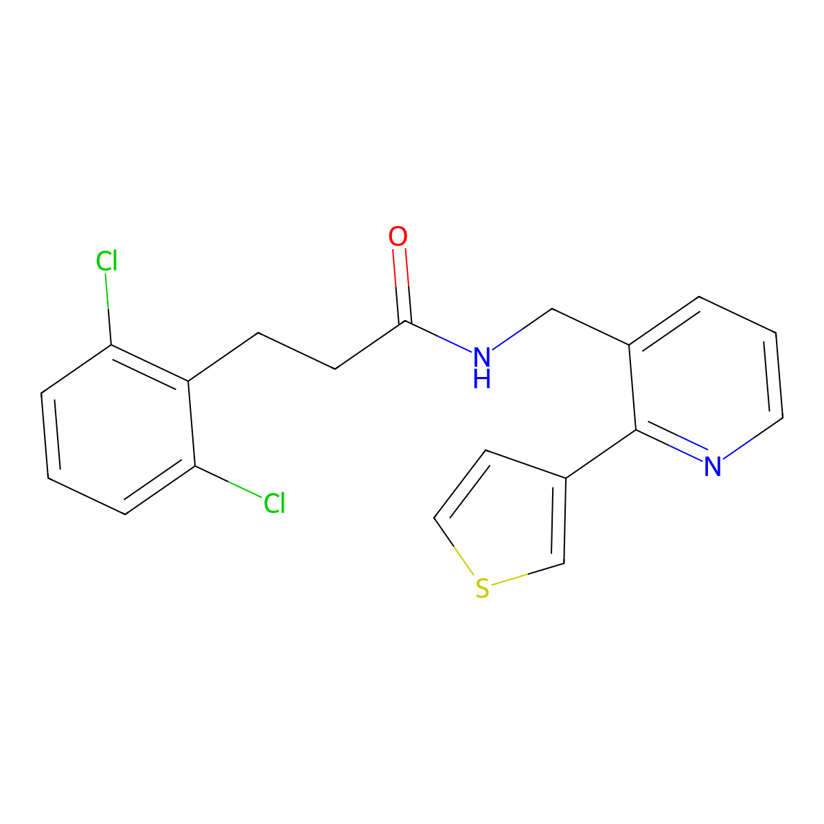 3-(2,6-dichlorophenyl)-N-{[2-(thiophen-3-yl)pyridin-3-yl]methyl}propanamide molecular structure, CAS 2034564-51-5