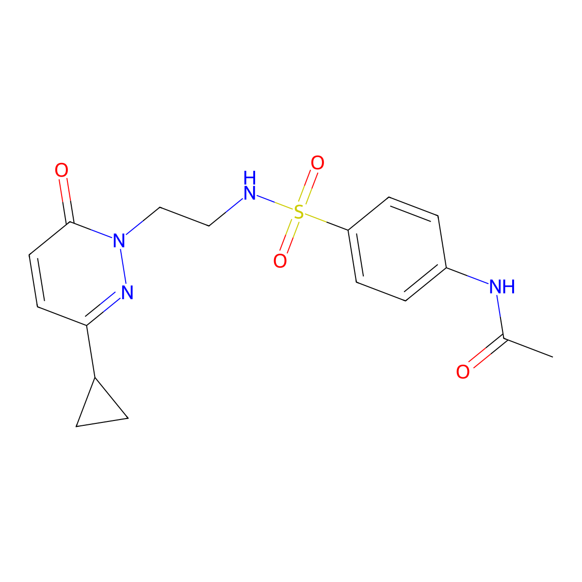 N-(4-(N-(2-(3-cyclopropyl-6-oxopyridazin-1(6H)-yl)ethyl)sulfamoyl)phenyl)acetamide molecular structure, CAS 2034564-56-0