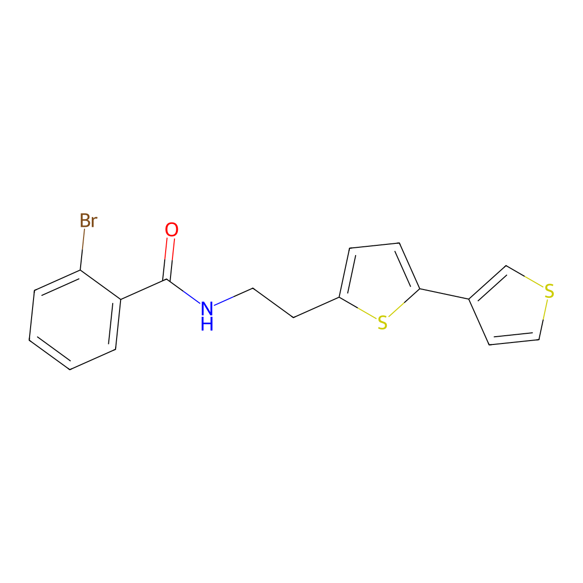 N-(2-([2,3'-bithiophen]-5-yl)ethyl)-2-bromobenzamide molecular structure, CAS 2034564-65-1