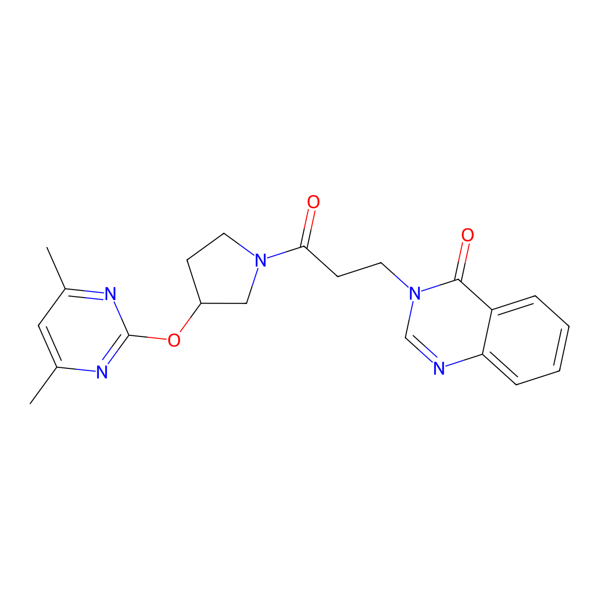 3-(3-(3-((4,6-dimethylpyrimidin-2-yl)oxy)pyrrolidin-1-yl)-3-oxopropyl)quinazolin-4(3H)-one molecular structure, CAS 2034564-66-2
