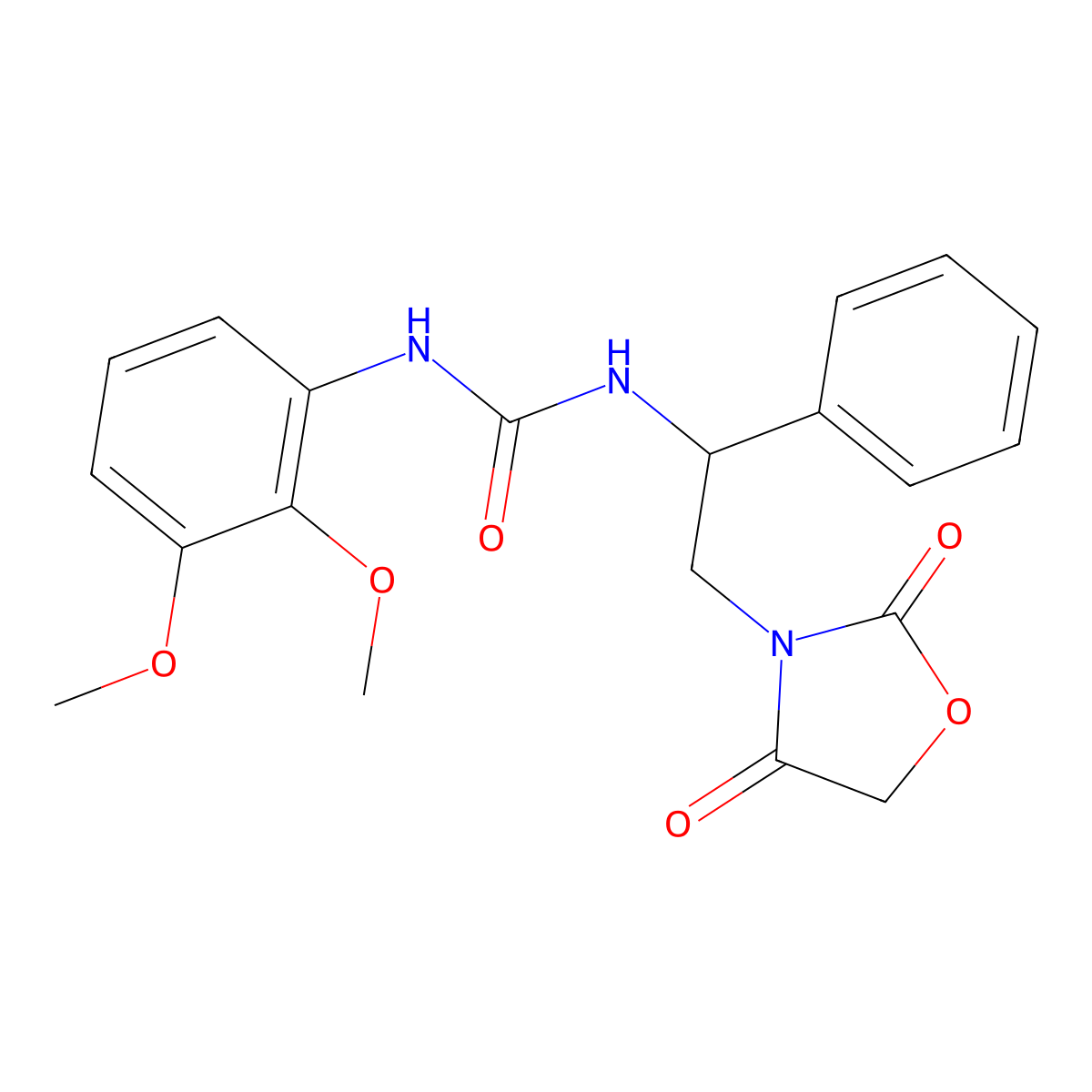 1-(2,3-Dimethoxyphenyl)-3-(2-(2,4-dioxooxazolidin-3-yl)-1-phenylethyl)urea molecular structure, CAS 2034564-68-4