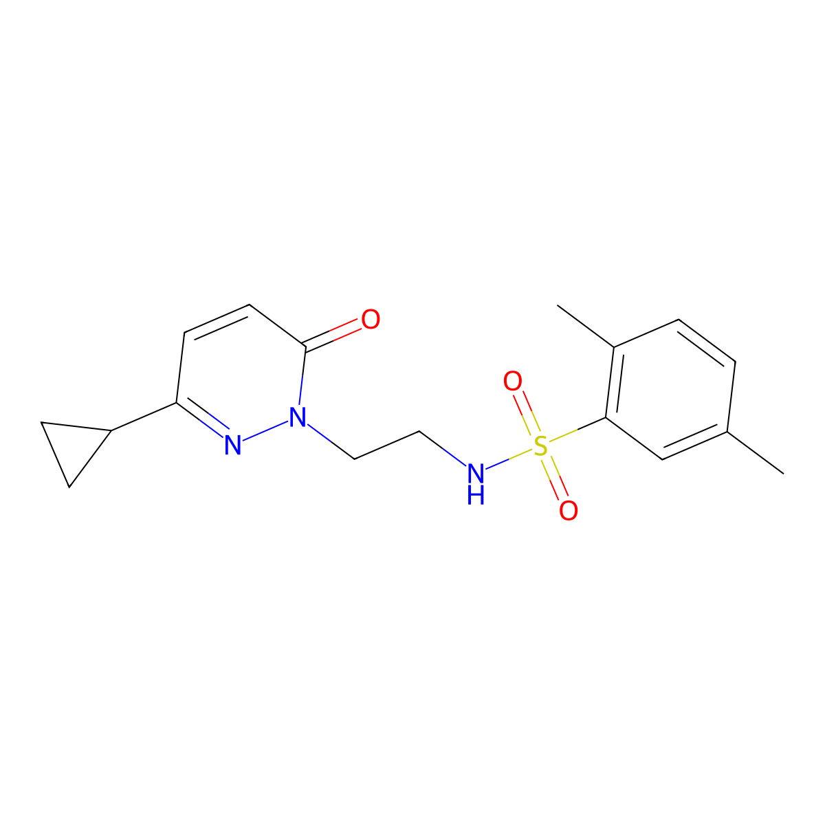 N-(2-(3-cyclopropyl-6-oxopyridazin-1(6H)-yl)ethyl)-2,5-dimethylbenzenesulfonamide molecular structure, CAS 2034564-70-8