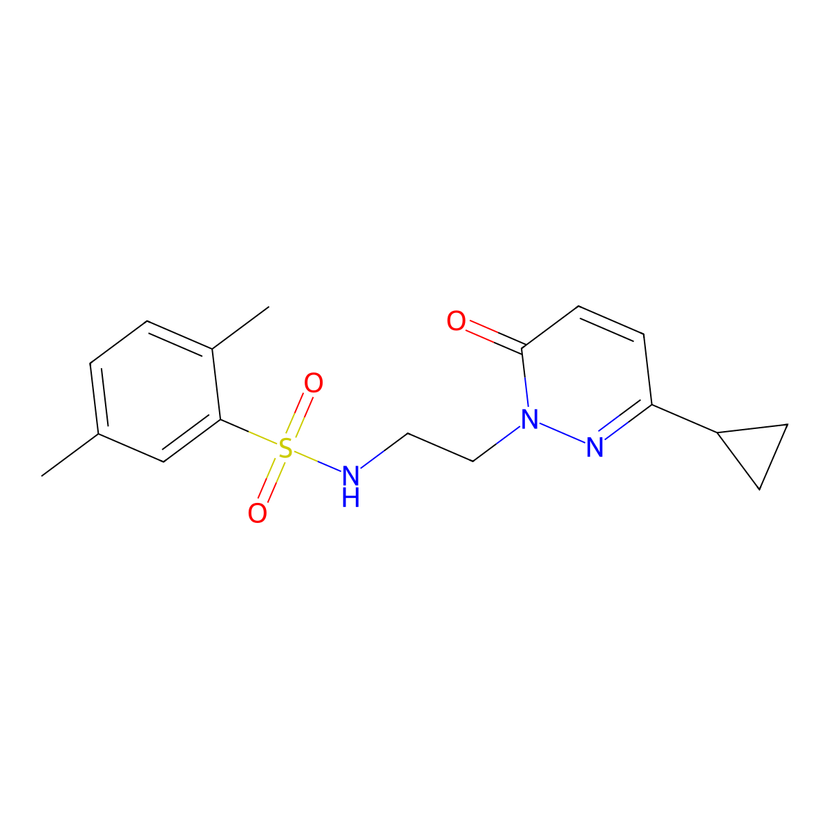 N-(2-(3-cyclopropyl-6-oxopyridazin-1(6H)-yl)ethyl)-2,5-dimethylbenzenesulfonamide molecular structure, CAS 2034564-70-8