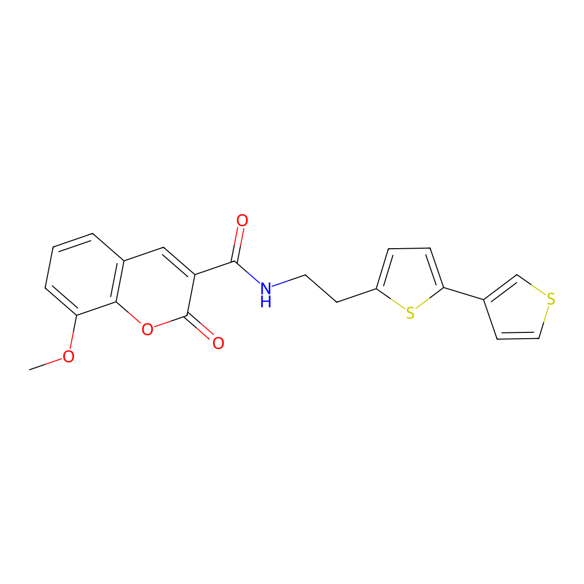 N-(2-{[2,3'-bithiophene]-5-yl}ethyl)-8-methoxy-2-oxo-2H-chromene-3-carboxamide molecular structure, CAS 2034564-78-6