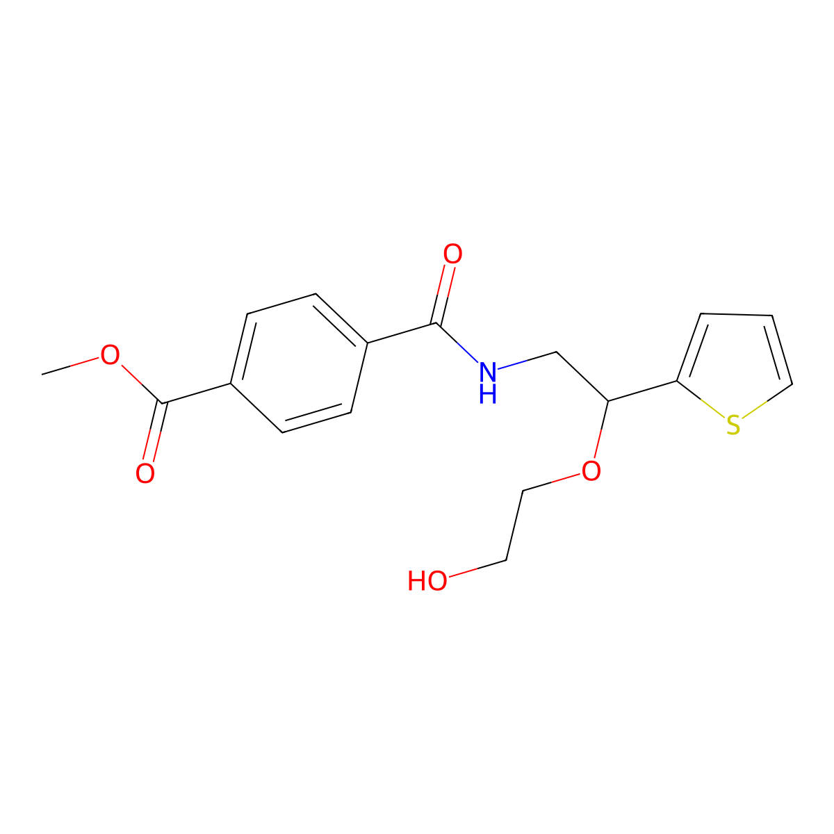 Methyl 4-((2-(2-hydroxyethoxy)-2-(thiophen-2-yl)ethyl)carbamoyl)benzoate molecular structure, CAS 2034564-82-2