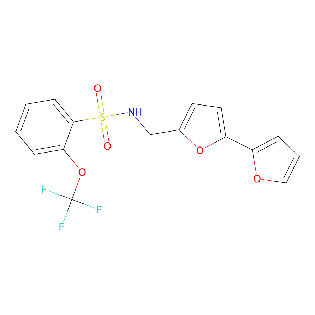 N-({[2,2'-bifuran]-5-yl}methyl)-2-(trifluoromethoxy)benzene-1-sulfonamide molecular structure, CAS 2034564-83-3