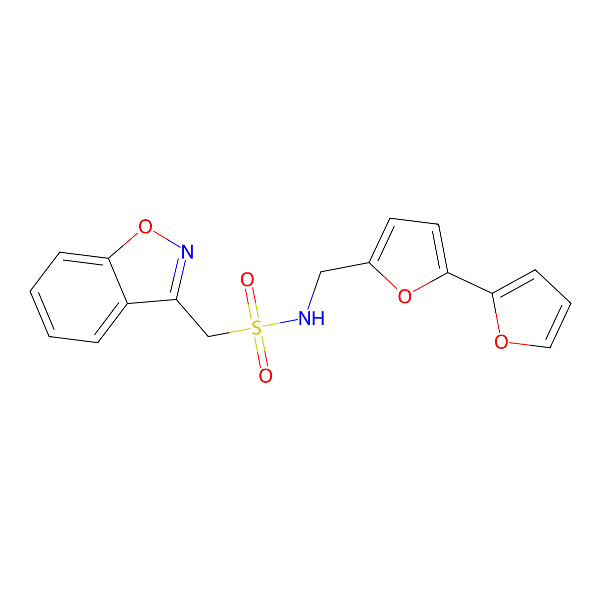 N-([2,2'-bifuran]-5-ylmethyl)-1-(benzo[d]isoxazol-3-yl)methanesulfonamide molecular structure, CAS 2034564-89-9