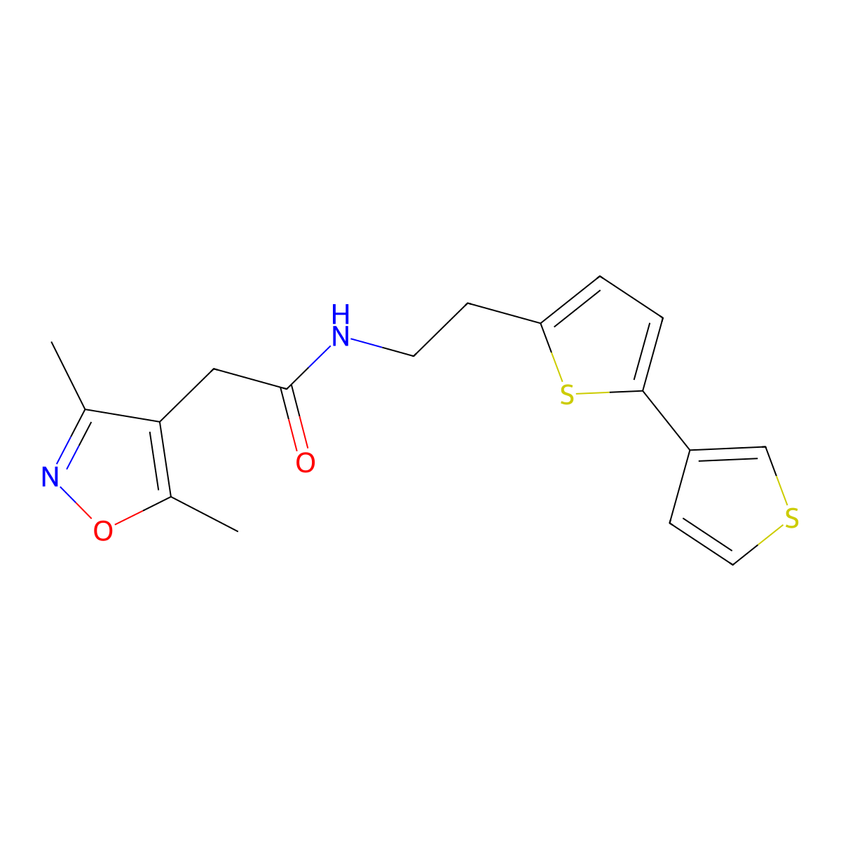N-(2-([2,3'-bithiophen]-5-yl)ethyl)-2-(3,5-dimethylisoxazol-4-yl)acetamide molecular structure, CAS 2034564-91-3